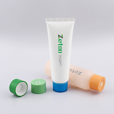 White Clean Face Tube Customized Face Wash Tubes 70ml - 180ml With Matt Center Dispensing Caps
