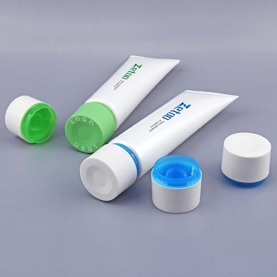 PE Empty Lotion Squeeze Tubes White Cosmetic Soft Tube Round With Matt Screw Caps