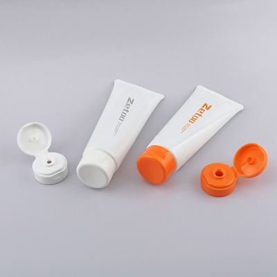 Customized Skincare Tube Packaging PE / ABL Empty Plastic Lotion Tubes With Glossy Flip Top Caps