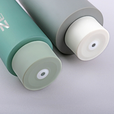 Matt Plastic Cosmetic Bottle Green / Gray Cosmetic Packaging Bottle With 45mm Diameter Cap