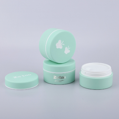 Green / Red 50ml Cream Jar Soft Touch Plastic Cream Container With Butterfly Pattern Cap