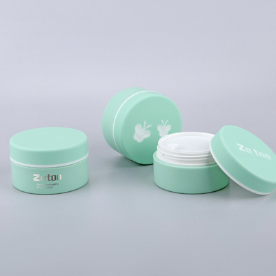 Green / Red 50ml Cream Jar Soft Touch Plastic Cream Container With Butterfly Pattern Cap