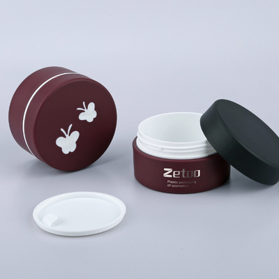 Green / Red 50ml Cream Jar Soft Touch Plastic Cream Container With Butterfly Pattern Cap