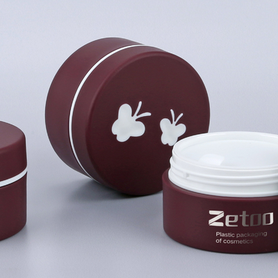 Green / Red 50ml Cream Jar Soft Touch Plastic Cream Container With Butterfly Pattern Cap