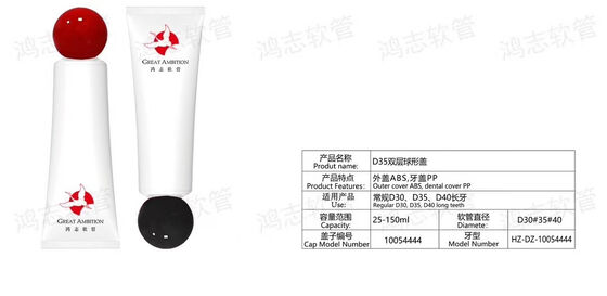 Good price 35mm Diameter Hand Cream Tubes 35ml - 110ml White Cosmetic Tube With Sphere Screw Caps online